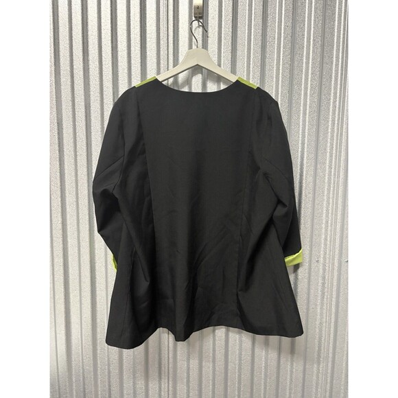 Allison Woods Plus 22W 2-Pc Skirt Set Black Green Accent Button Down Church Work - Picture 3 of 9